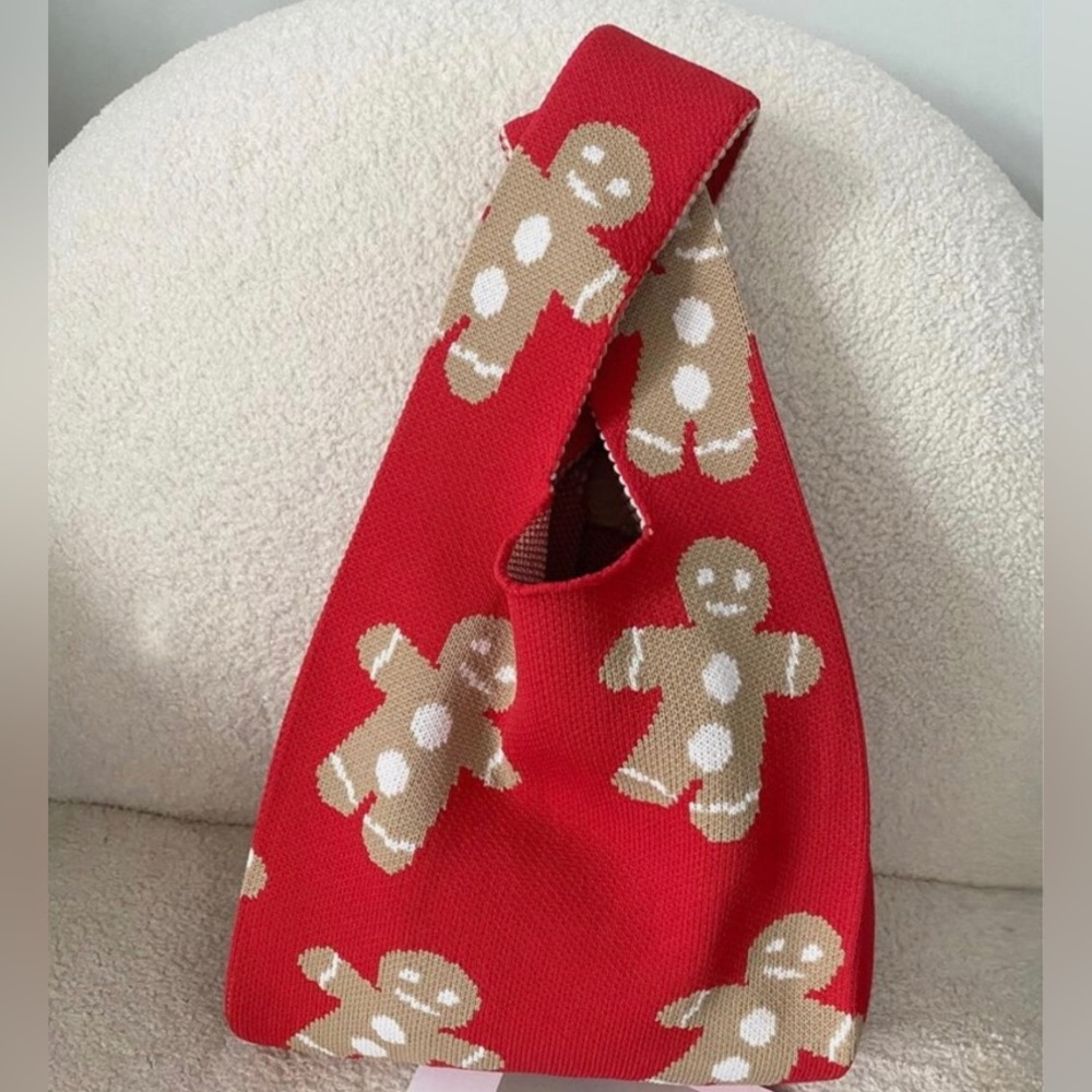 Christmas Graphic Knit Bag, Double Handles - #125